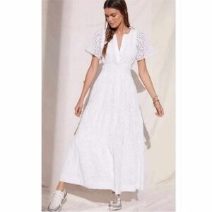 Maeve By Anthropologie Somerset Maxi Dress Size Small White Eyelet EUC